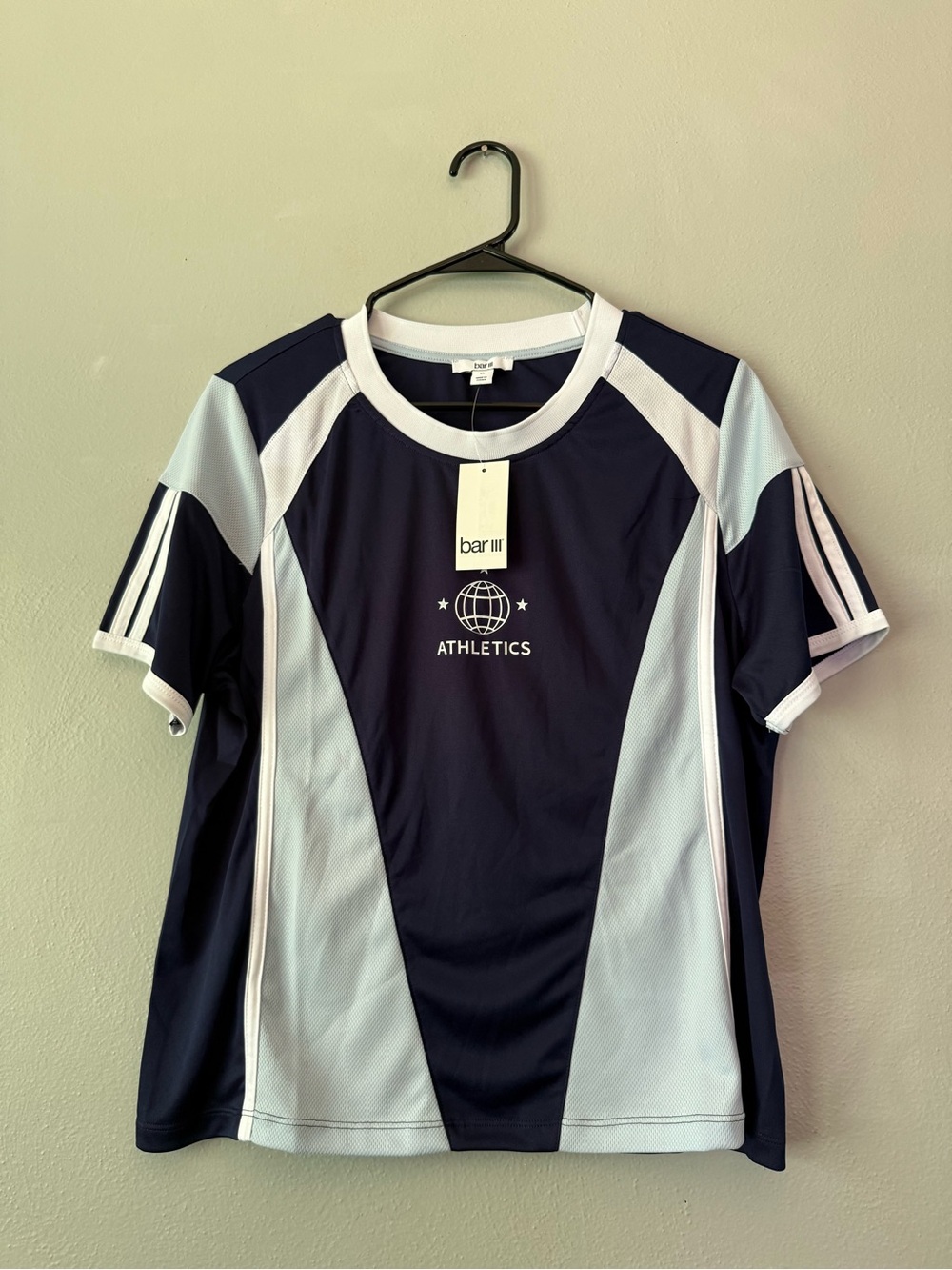 Bar III Navy and Light Blue Athletic Tee